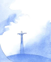 När Kristus kom till vårt altare vid invigningen, såg jag ett högt, mörkt fönster in i tiden, 2000 (w/c på papper)