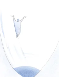 Vid ett ord av bekännelse och ånger, svävar själen in i Guds hjärta, befriad från sina kedjor av synd eller enfald., 2001 (w/c på papper)