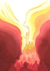 Vid varje mässa sträcker vi oss upp och möter Fadern genom offret av Kristus, vårt huvud, bundna med varandra och med honom, 2002 (w/c på papper)