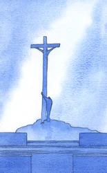 Vid varje mässa står vi bredvid Kristus korsfäst för vår frälsning, 2002 (w/c på papper)