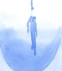 Genom en ren tråd av kärleksfull bön kan vi hålla någon från fara och dra dem mot Guds ljus, 2002 (w/c på papper)
