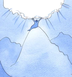 Genom att uppmuntra människor i sin tro och genom att vara trogen mot bön är det som om jag drar ner gåvor från himlen, 2002 (w/c på papper)