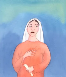 Kan vi föreställa oss att den heliga jungfru Maria inte visste när hennes son hade uppstått från de döda Hon visste det i samma ögonblick som han uppstod, när hon i sitt eget hjärta upplevde hans salighet och härlighet, 2005 (akvarell på papper)