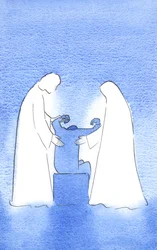 Kristus och Vår Fru är alltid ivriga att hjälpa oss. Deras hjälp är öm, personlig och oupphörlig, hela vägen till himlen, 2002 (w/c på papper)