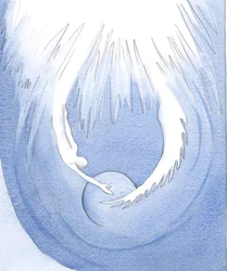 Kristus och den helige Ande är som två armar från Fadern som omfamnar jorden, 2001 (w/c på papper)