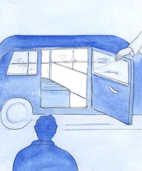 Kristus ber sina vänner att anförtro sig åt hans vård och till hans planer - precis som om var och en av oss skulle kliva in i en bil, på Kristi inbjudan, för att låta honom köra oss vart han vill, 2003 (w/c o