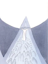 Kristus tog sig genom sin lidande, död, uppståndelse och himmelsfärd en väg in i himlen - en väg på vilken vi kan följa., 2000 (w/c på papper)