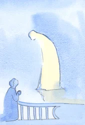 Kristus är öm och vänlig när vi vänder oss till honom, 2002 (w/c på papper)