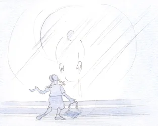 Kristus är öm mot oss, oavsett vårt humör, vare sig vi hälsar honom i sorg eller som en skolflicka i brusande glädje., 2001 (w/c på papper)