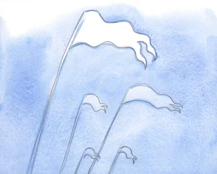 Kristus är triumferande i sin nåds verkande inom den ångerfulla själen, som nu lyser som en ljus fana, 2000 (w/c på papper)