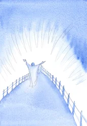Kristus är med sin kyrka, under det heliga mässoffret, och ber för oss, 2002 (w/c på papper)