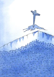 Kristus, vår broder och gudomlige Frälsare, betalade skulden från våra synder. Genom att erkänna honom kommer vi ut ur vår "grop", 2002 (w/c på papper)