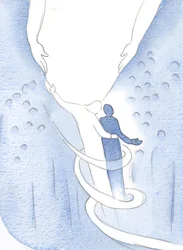 Kristus lugnade mig och svepte in min själ i kärlek och ledde mig mot ljuset, 2000 (w/c på papper)