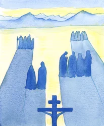Kristus såg, från korset, en skara åskådare: de förbryllade, de nyfikna, de fientliga och de sympatiska, 2003 (w/c på papper)