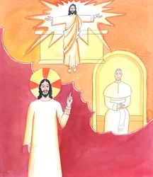 Kristus ser hur svårt det kan vara att hitta en bra katekes för en frågeställare, i en tid då många oliktänkande i kyrkan erbjuder sina egna versioner av den katolska tron, 2001 (w/c på papper)