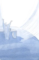 Kristus uppehåller sin heliga kyrka i varje ögonblick av hennes liv, med armarna utsträckta när han frambär sitt heliga offer., 2001 (w/c på papper)