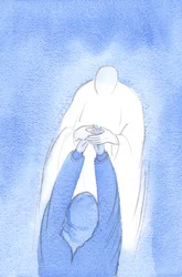 Kristus tog mina händer under nattvarden och sa: var säker, vänd dig till mig i allt, med varje glädje, problem eller fråga, 2002 (w/c på papper)