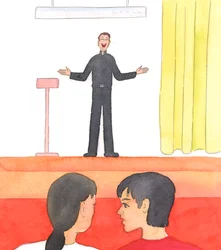 Kristus vill att vi ska respektera präster som är "andra Kristus" bland oss, 2005 (akvarell på papper)