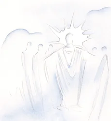 Kristus, som är dörren, leder oss fram och tillbaka i himmelskt sällskap, 2000 (w/c på papper)