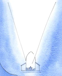 Kristi kärlek till Fadern, i sin brinnande förtjusning, svävar från altaret i vår kyrka, till himlens oändliga höjder, 2003 (w/c på papper)