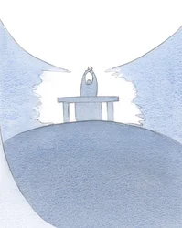Kristi offer av sig själv vid altaret gör att en inträde görs till själva himlen., 2001 (w/c på papper)