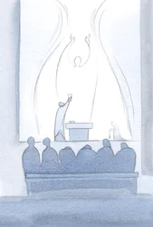 Kristi offerbön är perfekt. Den tillhör oss, och den inkluderar alla våra behov., 2000 (w/c på papper)