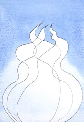 Varje gudomlig person, varje låga, har samma gudomliga natur. Tillsammans är de en Gud, en eld, 2002 (w/c på papper)