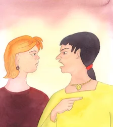 Även många katoliker muttrar och klagar när de ombeds bära saker som är smärtsamma eller obekväma, 2005 (akvarell på papper)