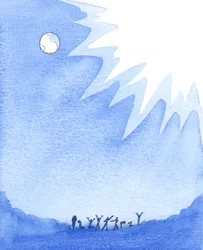 Långt "under" himmel och jord finns ett tillstånd av nära nog mörker där upproriska och obotfärdiga själar - genom sina egna val - befinner sig helt utan glädje, hopp eller skönhet, 2005 (akvarell på papper)
