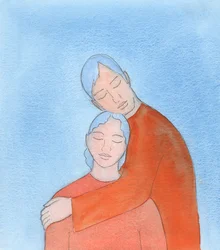Gud, som älskar oss, är som den mest trogna älskare som bländar sin älskade med sina gåvor, men berör hennes hjärta djupast av sin sötma och milda omsorg, 2003 (w/c på papper)