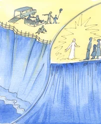 Bra föräldrar varnar för farorna som deras barn måste undvika om de vill förbli säkra och ifred, 2002 (w/c på papper)