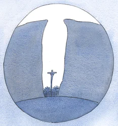 Hur litet, isolerat eller förföljt vårt samhälle än är, så är Kristus bland oss vid mässan, som i en klyfta, 2001 (w/c på papper)