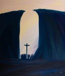 Hur litet, isolerat eller förföljt vårt samhälle än är, så är Kristus bland oss vid mässan, som i en klyfta, 2001 (olja ombord)