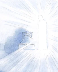Jag minns att Kristus kom till mig som ung vuxen: Hur flammande var hans härlighet; hur mörk jag såg min egen själ vara, 2000 (w/c på papper)