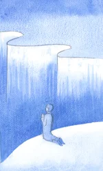 Jag minns att jag leddes till ett "stup" i själen, och blev inbjuden av Gud att gå in i intetheten i bön, in i hans liv, utan stöd av begrepp, bilder eller ord, 2000 (w/c på papper)