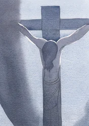 Jag såg Jesus, korsfäst och blodig, huvudet böjt i plåga. Det var hit kärleken förde honom, 2000 (w/c på papper)