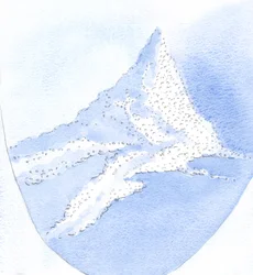Jag såg en lavin av "pärlor", som var som svar på våra böner. De strömmar ut från Guds "skattkammare" över en som litar på honom., 2001 (w/c på papper)
