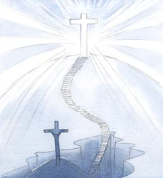 Jag såg trappan till glädje, och ett upplyst kors, nu vår heliga och strålande symbol, planterad i himlen, 2000 (w/c på papper)