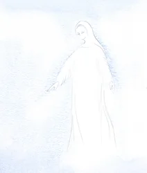Jag fick en glimt av vår heliga Moder Marias värdighet och den härlighet som hon nu får i himlen., 2001 (w/c på papper)