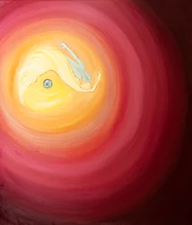 I vår förening med Gud är vi som barn som hoppar över universum, älskare som leker, valpar tumlar, 2002 (olja ombord)