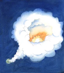 Det är som om gudomen, långt ovanför jorden, i sitt hjärta har en oas av ljus, 2005 (akvarell på papper)
