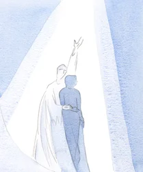 Det är bara genom Kristi kraft och vilja som vi kan undkomma distraktioner, att genomborra himlen i enkla böner., 2001 (w/c på papper)