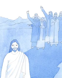 Det är möjligt att bära ständig hjärtesorg "sida vid sida" med andlig glädje, som Jesus själv upplevde i sitt jordeliv, 2005 (akvarell på papper)