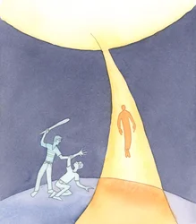 Det är den Helige Ande, Kärlekens Ande, som bär själar till himlen när vi dör, 2004 (w/c på papper)