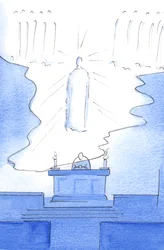 Det var som om själva himlens golv sträcktes ut över altaret, så att Kristus var närvarande både i himlen och på altaret, 2003 (w/c på papper)