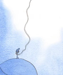 Det är som om, när vi går i förbön för någon i nöd, släpper Kristus ner ett rep från himlen, för att dra en villig själ upp högt, 2003 (w/c på papper)