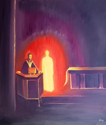 Jesus Kristus är närvarande med oss när Bibeln läses, 2000 (olja ombord)