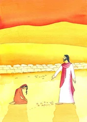 Jesus förlåter kvinnan som fångats i äktenskapsbrott, 2006 (w/c på papper)