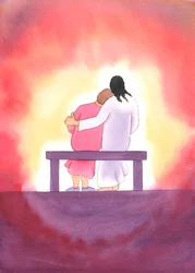 Jesu kärlek är personlig, öm och oföränderlig; han är alltid närvarande med oss, särskilt i det heliga sakramentet, och tröstar oss med sin närvaro., 2003 (w/c på papper)