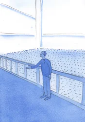 Precis som en fabriksarbetare talar väl för sina medarbetare, så går Kristus, som är sann människa, effektivt i förbön för oss, Hans släktingar, 2002 (w/c på papper)